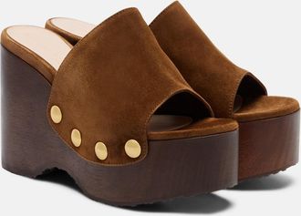 Gianvito Rossi Embellished suede wedges