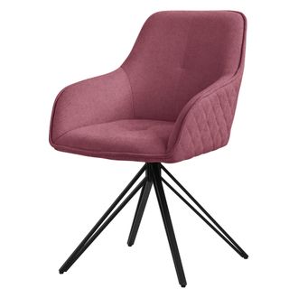 ML Design Ml-design Silla De Comedor Giratoria Con Respaldo Y Reposabrazos Asiento Rosa Antiguo De Tela Tejida Tapizado Con Patas De Metal Sill&oacute;n Dise&ntilde;o Ergon&oacute;m