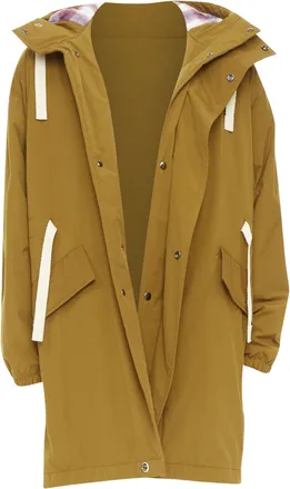 Acne Studios Oil Yellow Ozzy nylon drawstrings plaid hood fishtail parka FR48 M