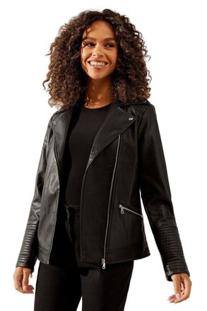 Wallis Womens Black Faux Leather Biker Jacket