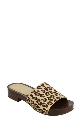 Mia Lanell Genuine Calf Hair Slide Sandal in Leopard Print at Nordstrom, Size 9.5
