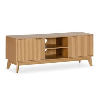HOMN Mueble Tv 2 puertas 2 huecos efecto Roble