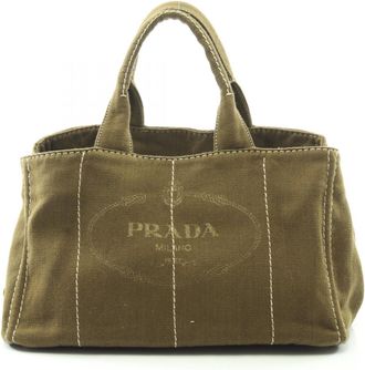 Prada Khaki Canvas Tote Bag (Pre-Owned)
