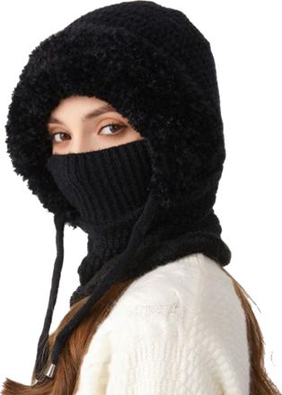 Generic Winter Hat with Face Cover - Full Cover Knitted Winter Cap with Adjustable Face Protection, Windproof and Hat for Outdoor Activities Including Hiking,
