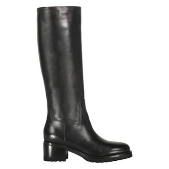 Santoni High Boots, female, Black, Size: 10 1/2 US High Leather Boots