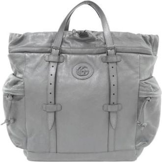 Gucci Pre-owned Leren Tote Bag - Dames - Vintage Handtas - Grijs - ONE Size - Leer - Vintage