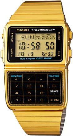 Casio Mens Gold Digital Databank Watch with Calculator - DBC-611G-1DF
