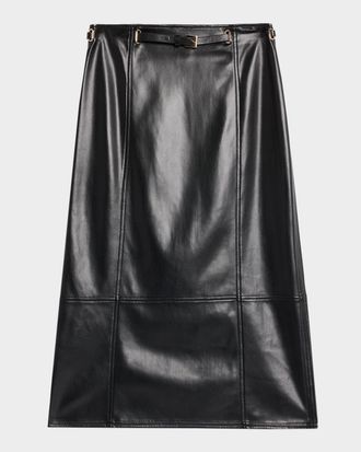 Milly Nico Faux-Leather Midi Skirt
