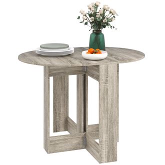 HOMCOM Folding Dining Table Foldable Drop Leaf Dinner Table For Kitchen Grey | TJ Hughes