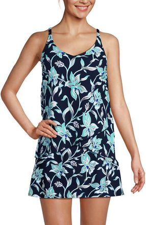 Lands End Tulip Hem Tankini Top in Tropic Floral/navy at Nordstrom, Size X-Small