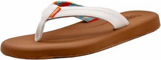 Flojos Womens Lanka Debossed Faux Sandal In White/tan Stripe