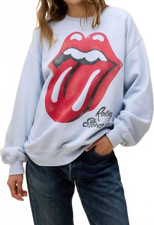 Daydreamer Rolling Stones Big Tongue 89 Oversized Crew Sweatshirt In Light Dusk