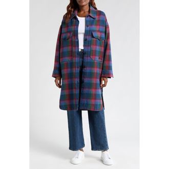 Picture Sotola Plaid Recycled Cotton Fleece Coat in Plaid Dill at Nordstrom Rack, Size Medium