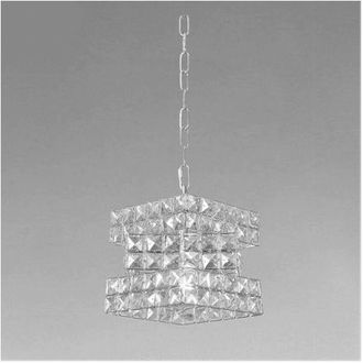 Trade Shop Trade Shop Traesio - Lampadario Sospeso Cubo Intrecciato Con Cristalli Lampada Luce E27 Argento 32408