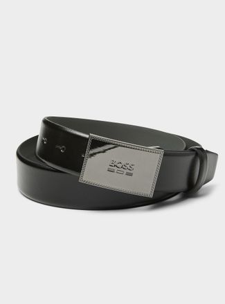 BOSS Mens Rectangle buckle black belt