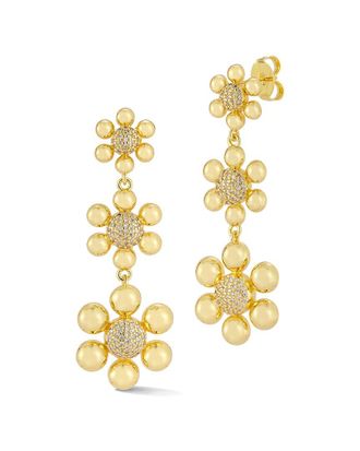 Chloe and Madison Chloe And Madison Jewelry 18K Plated Cz Graduating Flower Drop Earrings