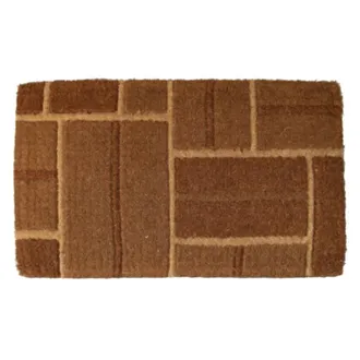 Imports Decor Yellow Brick Pattern Handcrafted Door Mat, Geometric Woven Entryway Rug, Durable Indoor Outdoor Floor Mat