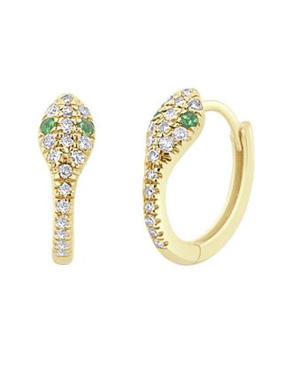 Sabrina Designs 14K 0.14 Ct. Tw. Diamond & Emerald Snake Huggie Earrings