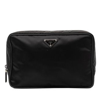 Prada Black Nylon Clutch Bag Pouch (Pre-Owned)