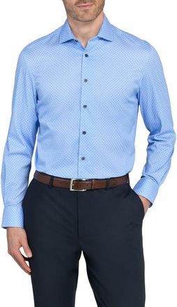 W.R.K Geo Motif Slim Fit Cotton Dress Shirt in Light Blue at Nordstrom, Size 16.5