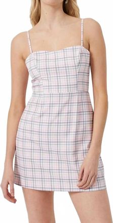 French Connection Yaki Whisper Tie Back Mini Dress In Soft Pink Check