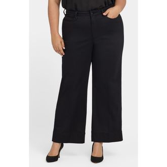 NYDJ Teresa Ankle Wide Leg Jeans in Black at Nordstrom, Size 14W