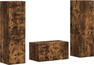 vidaXL Conjunto De Mueble De Tv 5 Uds. Roble Ahumado Vidaxl