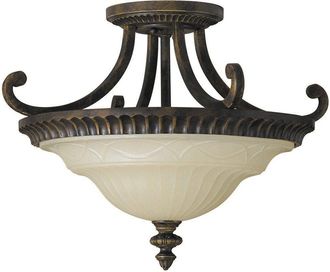 Netlighting Drawing Room 2 Light Ceiling Semi Flush Light Walnut E27