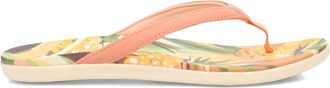 Olukai Womens Hoopio Hau Slippers In Shell Coral/pineapple