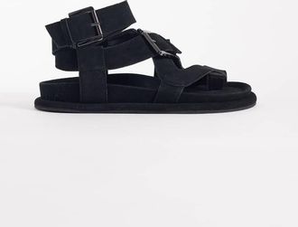 Asos Finley - Sandali premium con plantare e fascette in camoscio nero