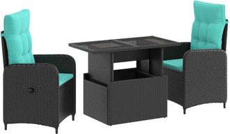 vidaXL Juego De Comedor Para Exteriores 3 Uds. Rat&aacute;n Sint&eacute;tico Vidaxl
