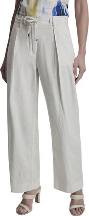 DKNY Dkny Stripe Pleated Wide Leg Linen-Blend Pant
