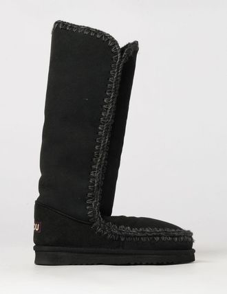 Mou Eskimo Knee-High Boots in Suede with Wool Lining and Contrast Stitching