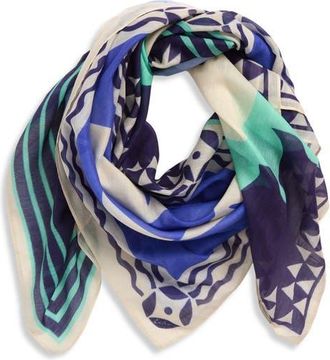 Echo Escape Print Cotton & Silk Square Scarf in Ultramarine at Nordstrom