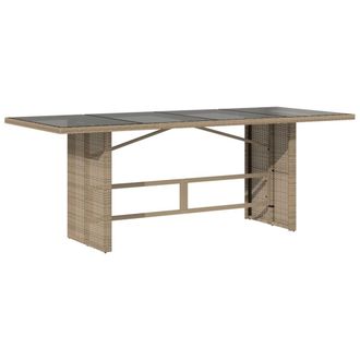Berkfield Home Garden Table with Glass Top Beige 190x80x74 cm Poly Rattan | Size: 190 x 80 x 74 cm
