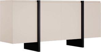 Vente-Unique Aparador con 4 puertas de MDF - Beige y Negro - LUVONIA