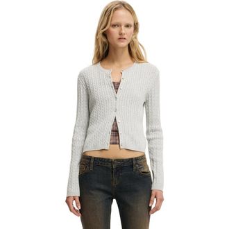Cotton On Womens Cotton Crew Neck Cardigan in Mid Grey Marle at Nordstrom, Size Xx-Small