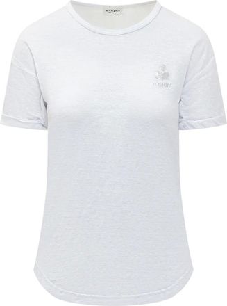 Isabel Marant Tops, Dames, Wit, L, Leer, T-shirt met logo-print