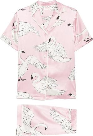 Olivia Von Halle Ingo Selene Swan-print Pajamas