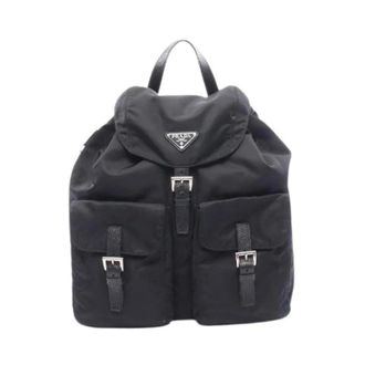 Prada Pre-owned Re-Nylon Leren Rugzak - Heren - Pre-owned - Zwart - Maat: ONE Size Nylon
