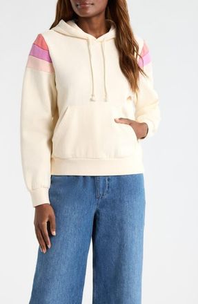 Marine Layer Colorblock Cloud 9 Fleece Hoodie in Antique White at Nordstrom, Size X-Large