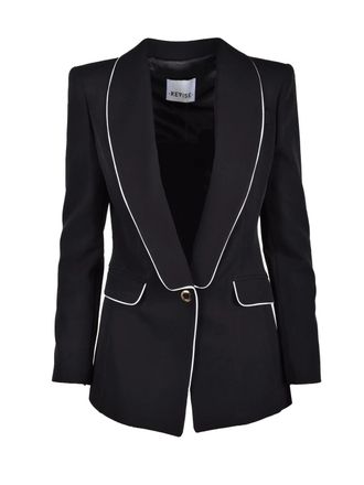 Revise Black Piping Polyester-Blend Blazer