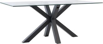 Koketto Home Mesa de comedor 140 con tablero de vidrio y patas negras