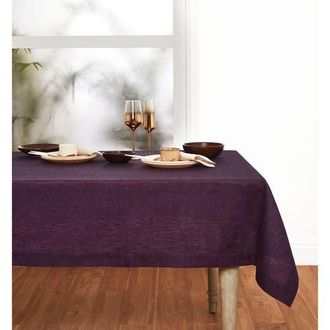 Solino Home Linen Tablecloth for Dining Table, Holiday and Everyday Table Decor - Athena in Grape at Nordstrom, Size X-Large