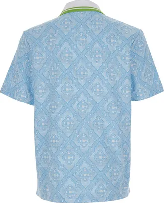 Casablanca Mens Polo Shirt Light Blue Bicolour Collar Cotton T-Shirts And Polos