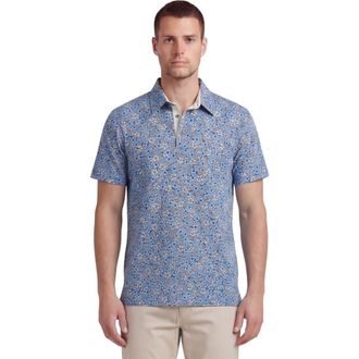 Lords of Harlech Floral Field Mens Knit Polo in Floral Field Blue at Nordstrom, Size Xx-Large