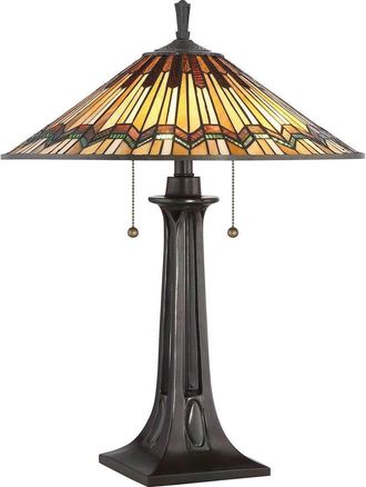 Netlighting Alcott 2 Light Tiffany Table Lamp Bronze Finish E27