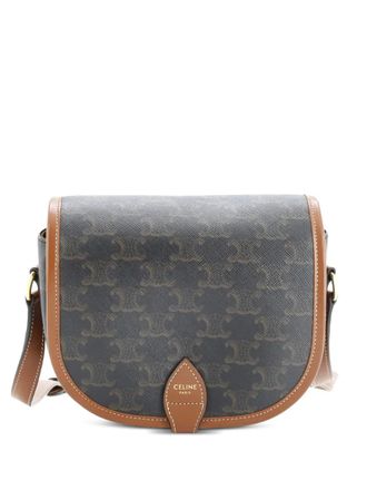 Celine Folco Bag Triomphe Coated Canvas Large crossbody bag - Marrone