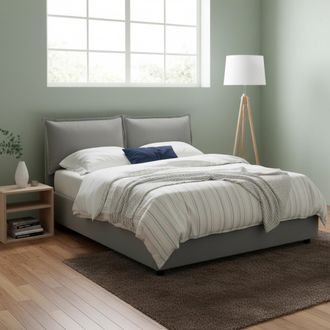 Dmora Talamo Italia - Cama Matrimonial Maddalena, Cama Contenedor Con Revestimiento De Tela, 100% Made In Italy, Apertura Frontal, Adecuado Para Colch&oacute;n Cm 