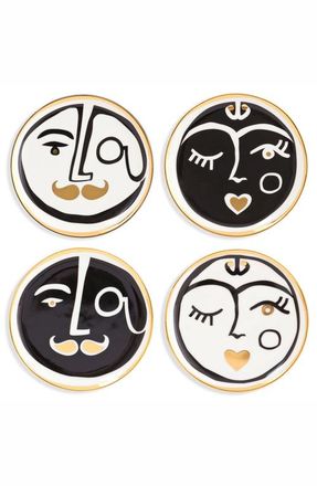Jonathan Adler Marseilles Coaster Set in White /Black /Gold at Nordstrom
